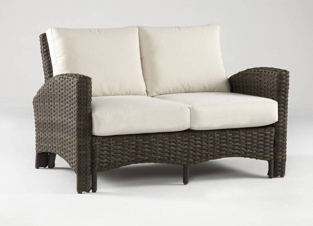 Panama Outdoor Loveseat Chocolate Wicker Aluminum Frame Patio Sofa