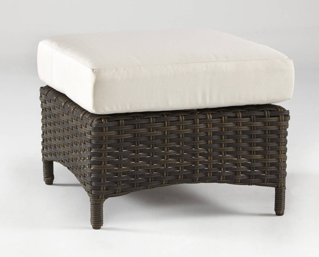 Outdoor Wicker Ottoman with Cushion Square Patio Footrest