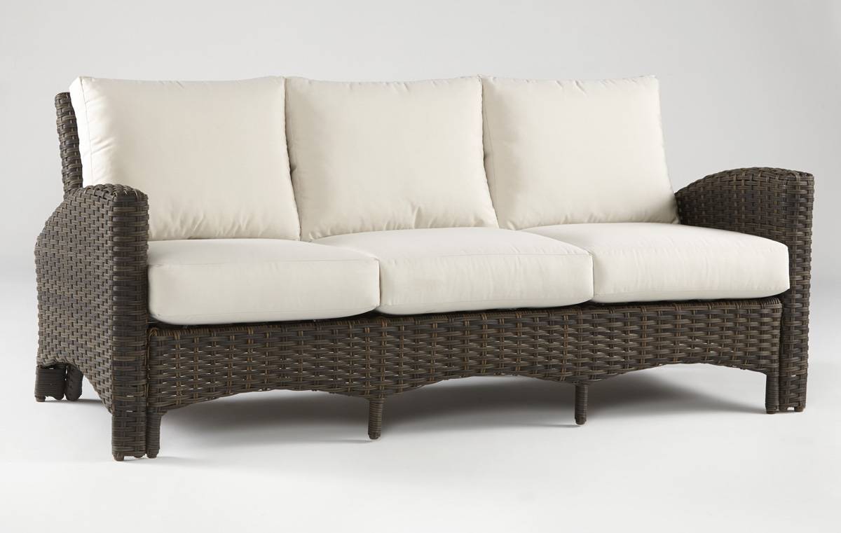Panama Outdoor Wicker Sofa with Cushions in Chocolate Brown
