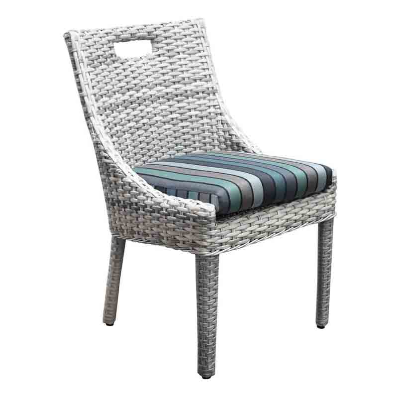 Outdoor Wicker Dining Chair with Cushion, Ice Gray Aluminum Frame