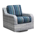 Outdoor Wicker Swivel Glider Chair with Cushions in Ice White