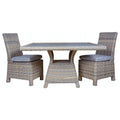 Outdoor Wicker Patio Dining Table with Woven Tile Top Aluminum Frame